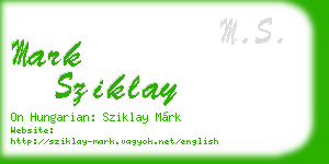 mark sziklay business card